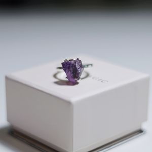 Raw Crystal Amethyst Ring - Sterling Silver